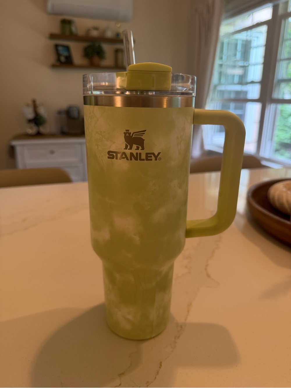 Stanley Light Green Marble-Effect Travel Tumbler with Handle